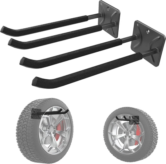 WALMANN Garage Hooks, Heavy Duty 12-inch Wall Hooks for Hanging, Tool Hangers for Car Tires, Ladders, Folding Chairs, Strollers, Garden Tools (Pack of 2)