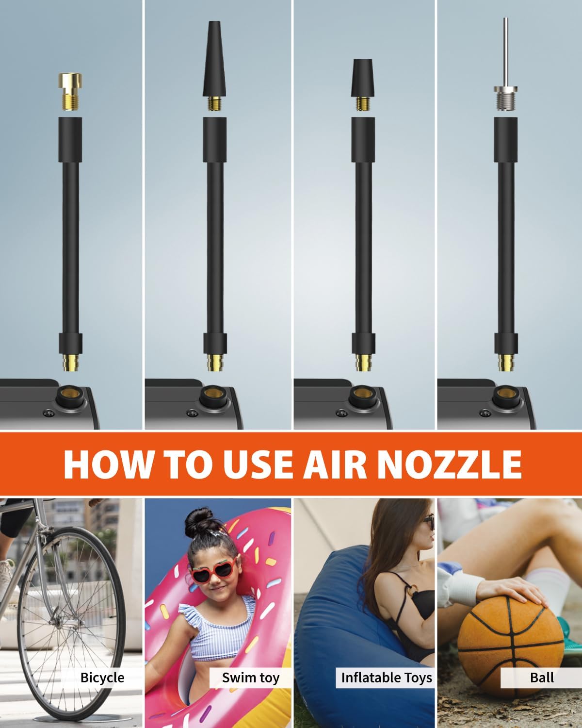 TMP1 Mini Bike Tire Pump, 150PSI Electric Air Pump with Gauge, Fast Inflate Bicycle Pump, Presta & Schrader Valve, Portable Air Pump for Road Bikes, Mountain Bike,E-Bike,Motorcycle,Sports Balls