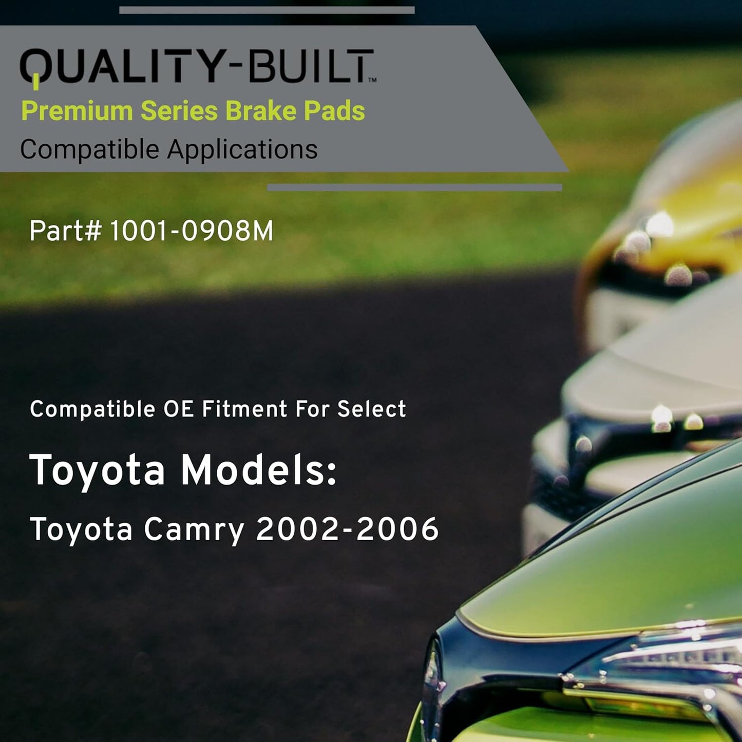 Premium Semi-Metallic Front Brake Pads (1001-0908M) Compatible with Toyota Camry 2002-2006