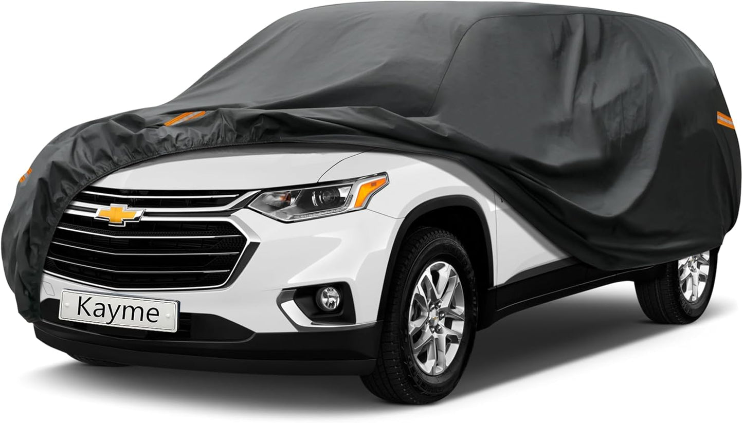 Kayme 7 Layers SUV Car Cover Custom Fit for Chevrolet Chevy Traverse (2009-2025) Waterproof All Weather for Automobiles, Outdoor Full Cover Rain Sun UV Protection.