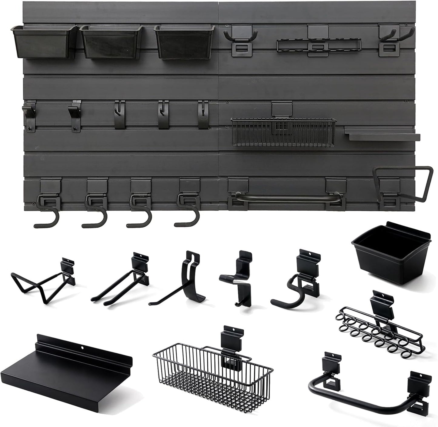 Black Tool storage wall Broom Holder Mop Hanger Wall Mount Plastic nano-molecule Organization Garage Storage System Garden Kitchen Tool Organizer Wall Control 2ft 3.8 ft.