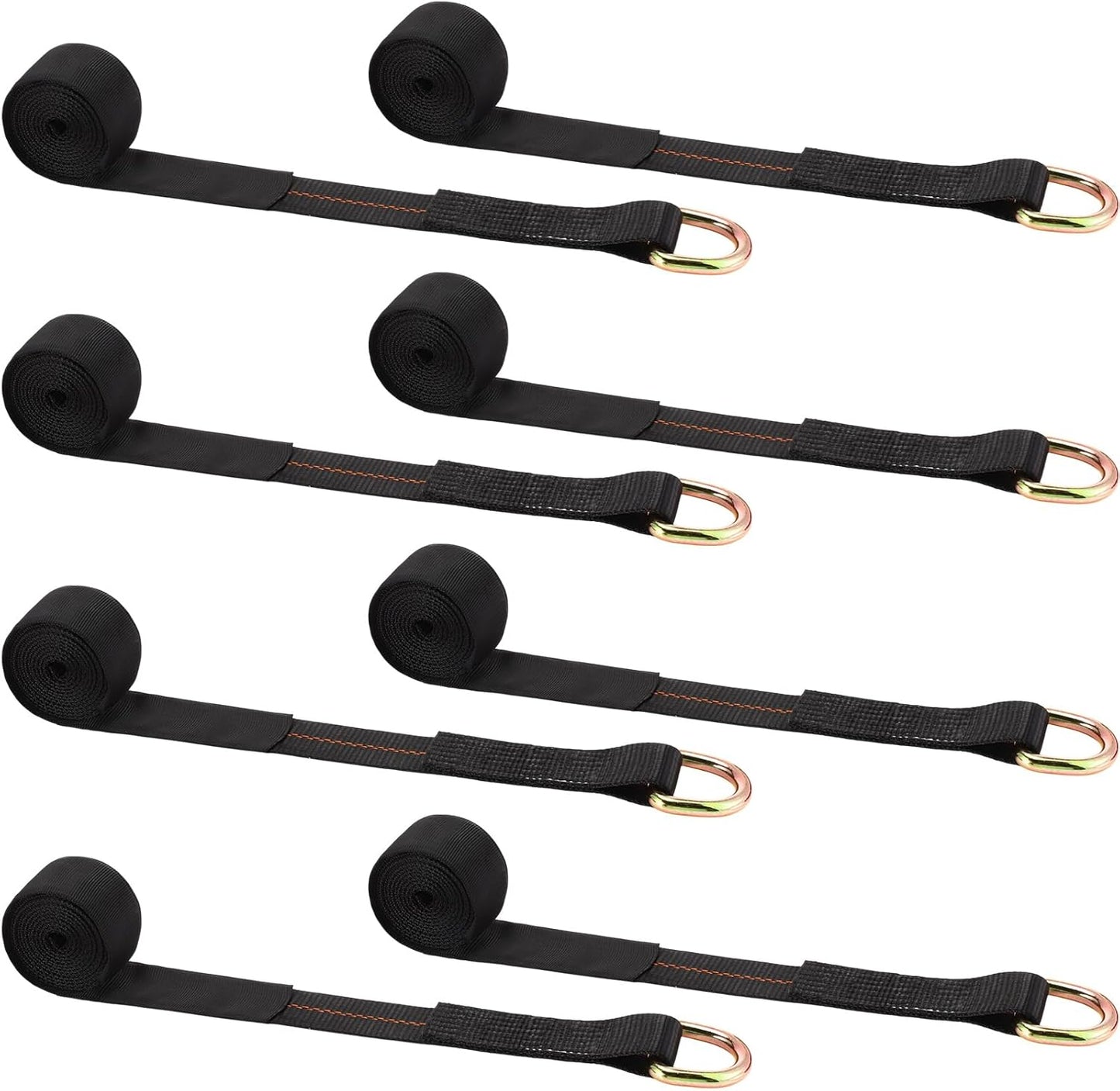 8Pack 2'' X 8ft Tow Truck Straps Lasso Wheel Lift Straps Lasso Tow Strap with D Ring 11, 000 Lbs Break Strength Auto Tie Down Auto Hauler for Trailer Truck Tie(Black)