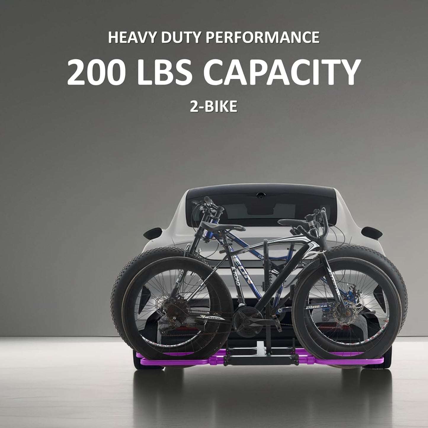 Ebike Rack for Tow Hitch, Ebike Carrier Hitch Mount 2 Bike, Electric Bike Rack for Car Hitch with 2-Inch Receiver (2 Bike - 200 Lbs Cap - Purple)