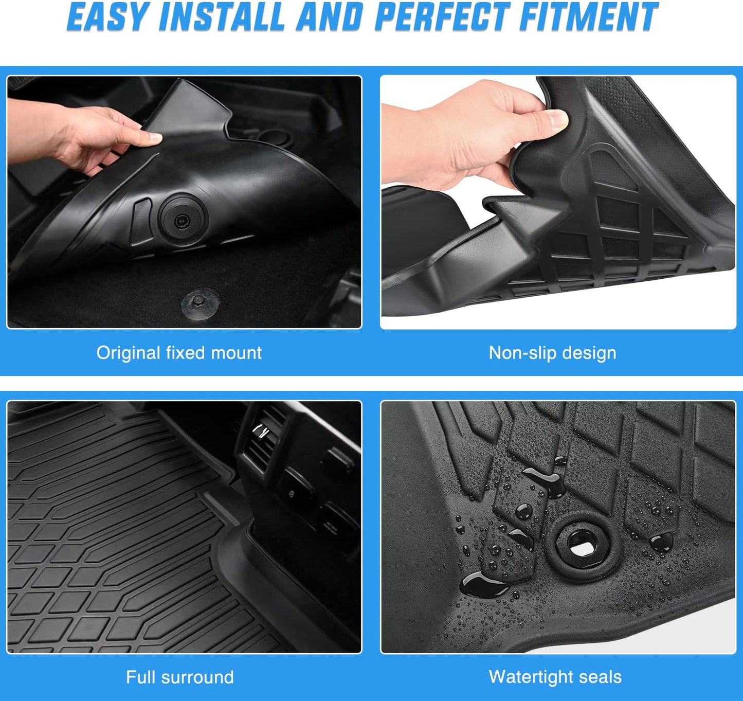 Nilight TPE Floor Mats for 2020 2021 2022 2023 2024 2025 Hyundai Palisade with Bucket Seats,All Weather Custom Fit Heavy Duty Floor Liners