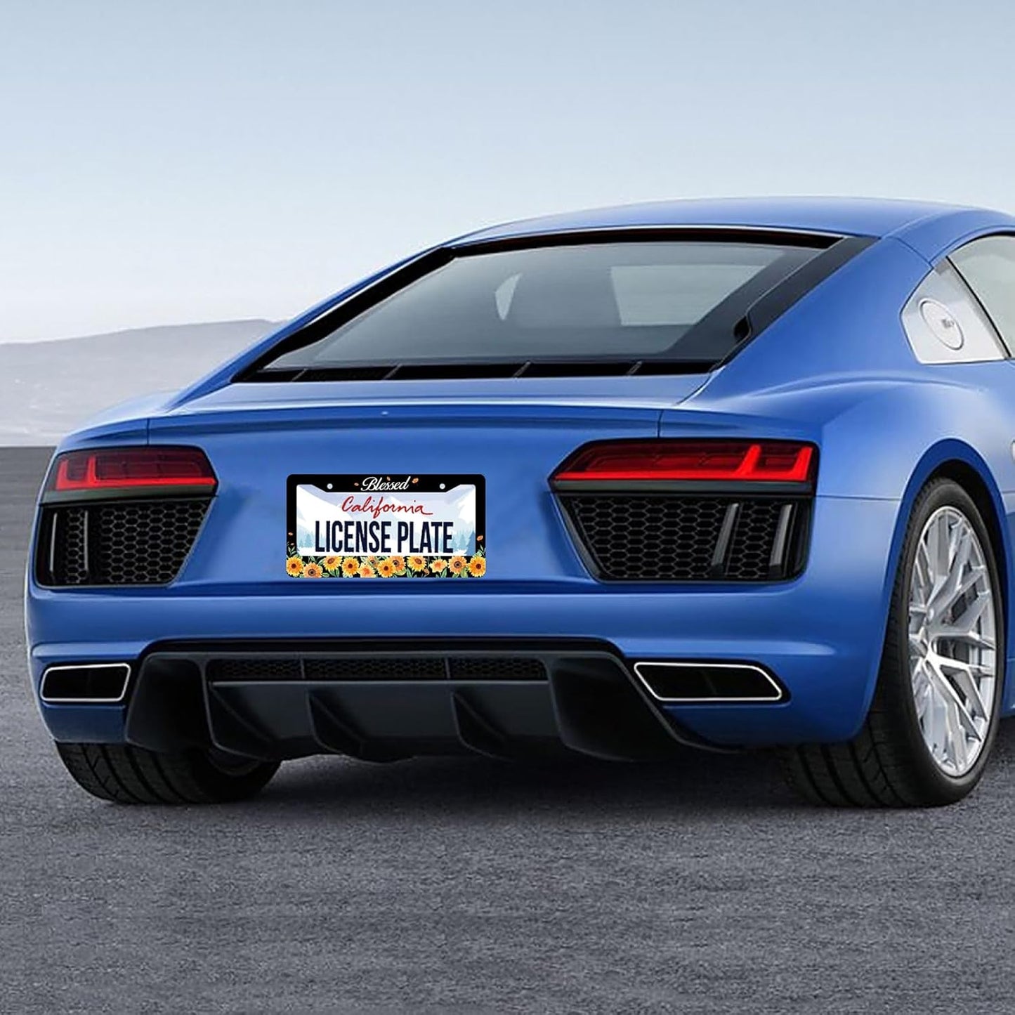 Watercolor Sunflower License Plate Beautiful Floral License Plate Stainless Steel Auto Parts Funny License Plate Decorative with Screws Size 12.3" x 6.3" for Women Men