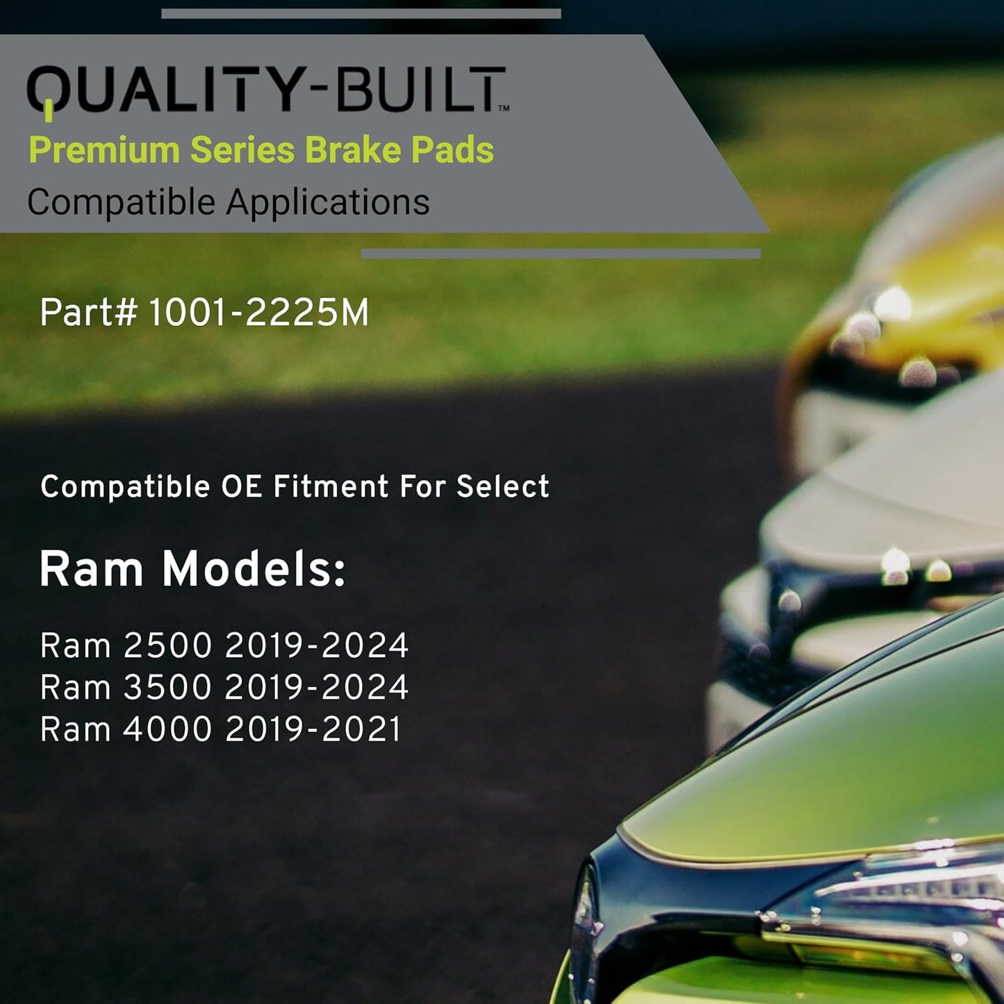 Premium Semi-Metallic Rear Brake Pads (1001-2225M) Compatible with Ram 2500 2019-2024, Ram 3500 2019-2024, Ram 4000 2019-2021