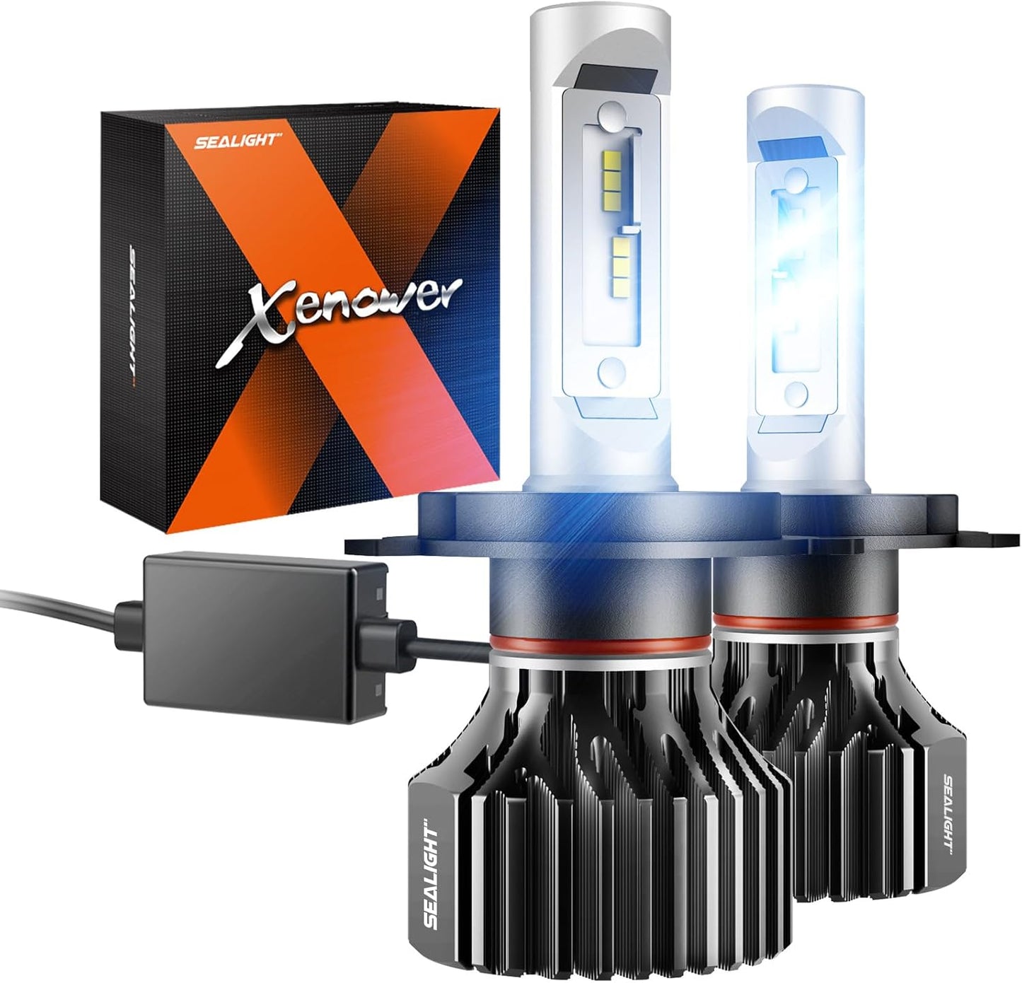 SEALIGHT H11/H9/H8 9005/HB3 Bulbs Combo or Fog, X4I 2024 88,000LM Super Bright, H11 9005 Bulb with Cooling Fan, 6500K Cool White 9005 H11 Lights, Pack of 4