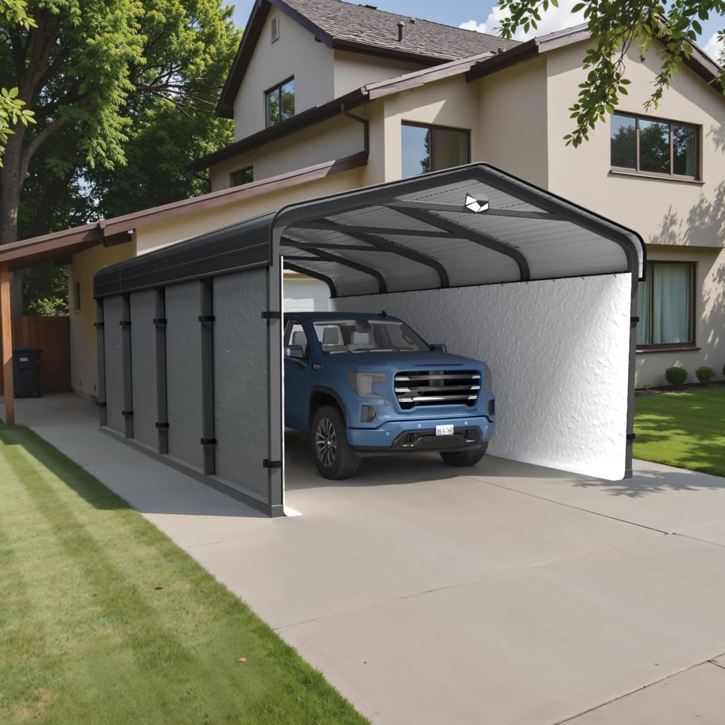 Metal Carport,Carport Canopy 12x20 Heavy Duty All Weather,Car Tent Garage with Galvanized Metal Roof,Metal Car Port for Snow,Outdoor Car Shelter,Grey