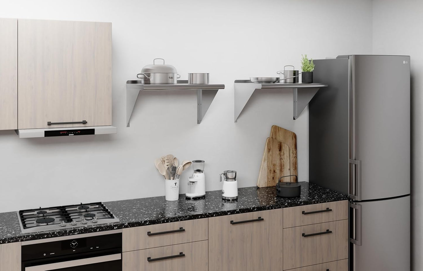 AmGood 24" Long X 18" Deep Stainless Steel Wall Shelf | NSF Certified | Appliance & Equipment Metal Shelving | Kitchen, Restaurant, Garage, Laundry, Utility Room