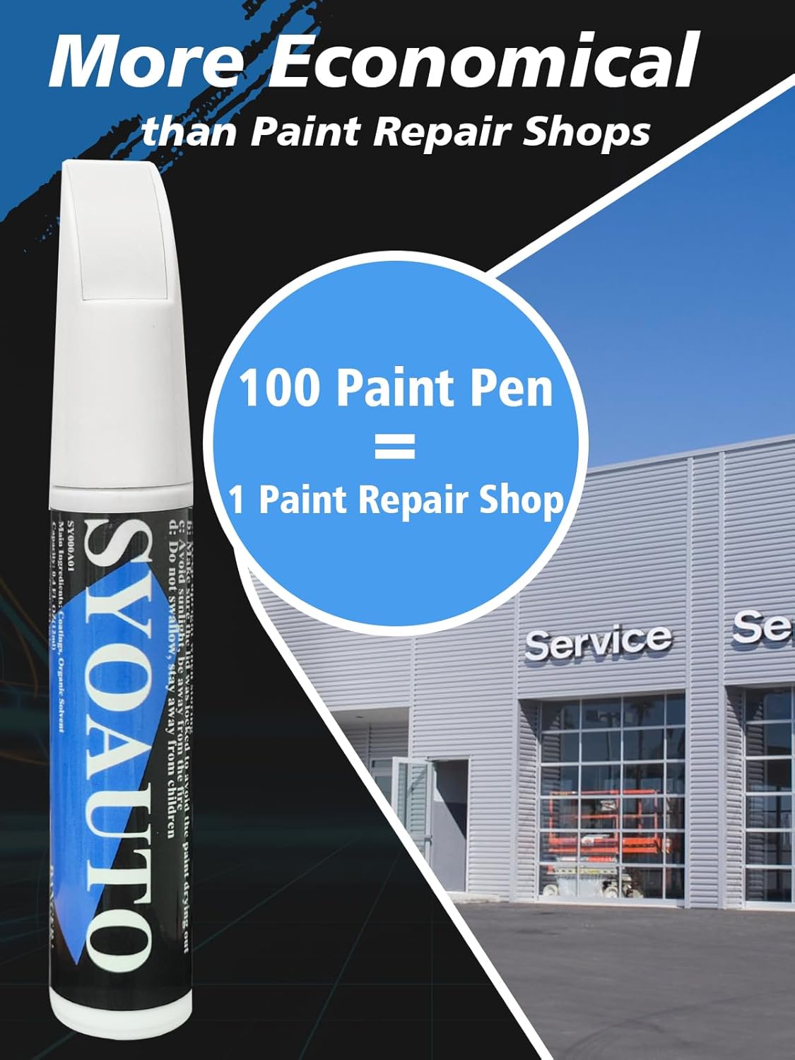 SYOAUTO White Touch Up Paint for Cars, White Car Touch up Paint White Auto Paint Scratch Repair Automotive Touchup Paint Pen 2 in 1 Car Touch Up Paint 0.4 oz