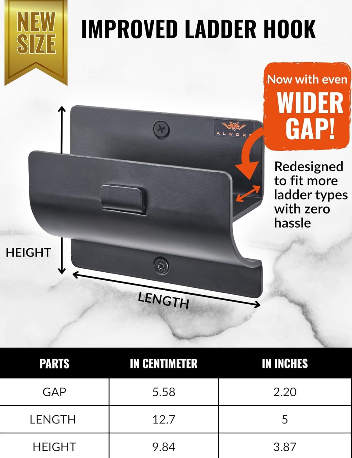 Ladder Hook - Black Heavy Duty Ladder Brackets for Garage Wall - Utility Hook for Wall Mount Ladder Storage, Folding Chair - Tool Holder to Organize Garage and Shed