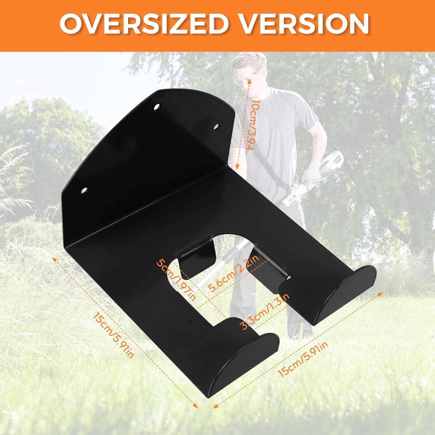 Weedeater Rack, 2 Pack Weed Eater Hanger, Weed Eater Rack for Wall, Heavy Duty Garden Tool Garage Organizer Trimmer Holder, Chainsaw Hanger Wall Mount(Black)