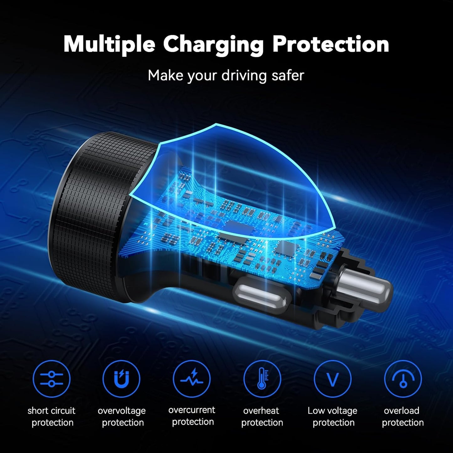 USB C Car Charger, Car Accessories for iPhone Aluminum Alloy Type C Car Charger Adapter Cigarette Lighter USB Charger Fast Charging for iPhone 16 15 14 13 Samsung Galaxy Google iPad Android