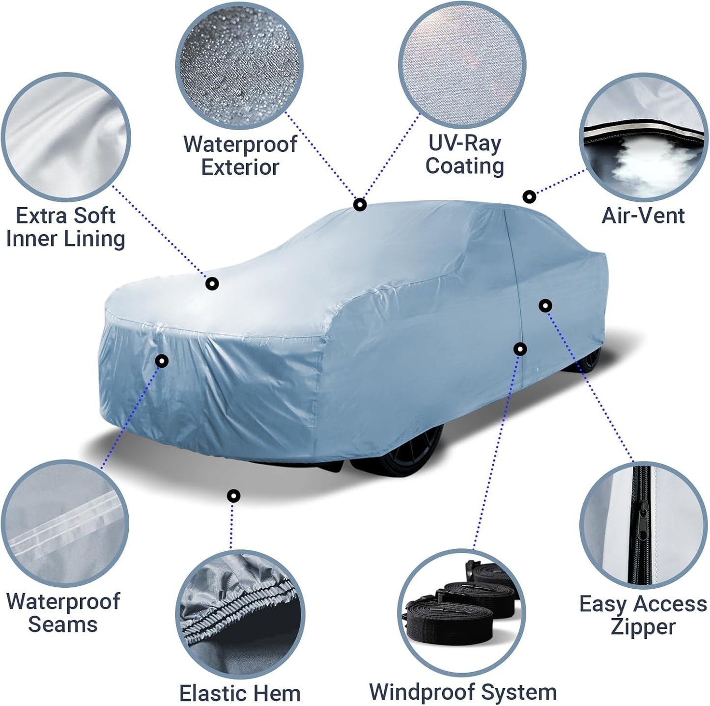 iCarCover Premium Car Cover for 1967-1973 Chevy Camaro Z28, SS Heavy Duty Waterproof All Weather Automobiles Custom Fit Indoor Outdoor UV Snow Protection Covers with Straps and Bag