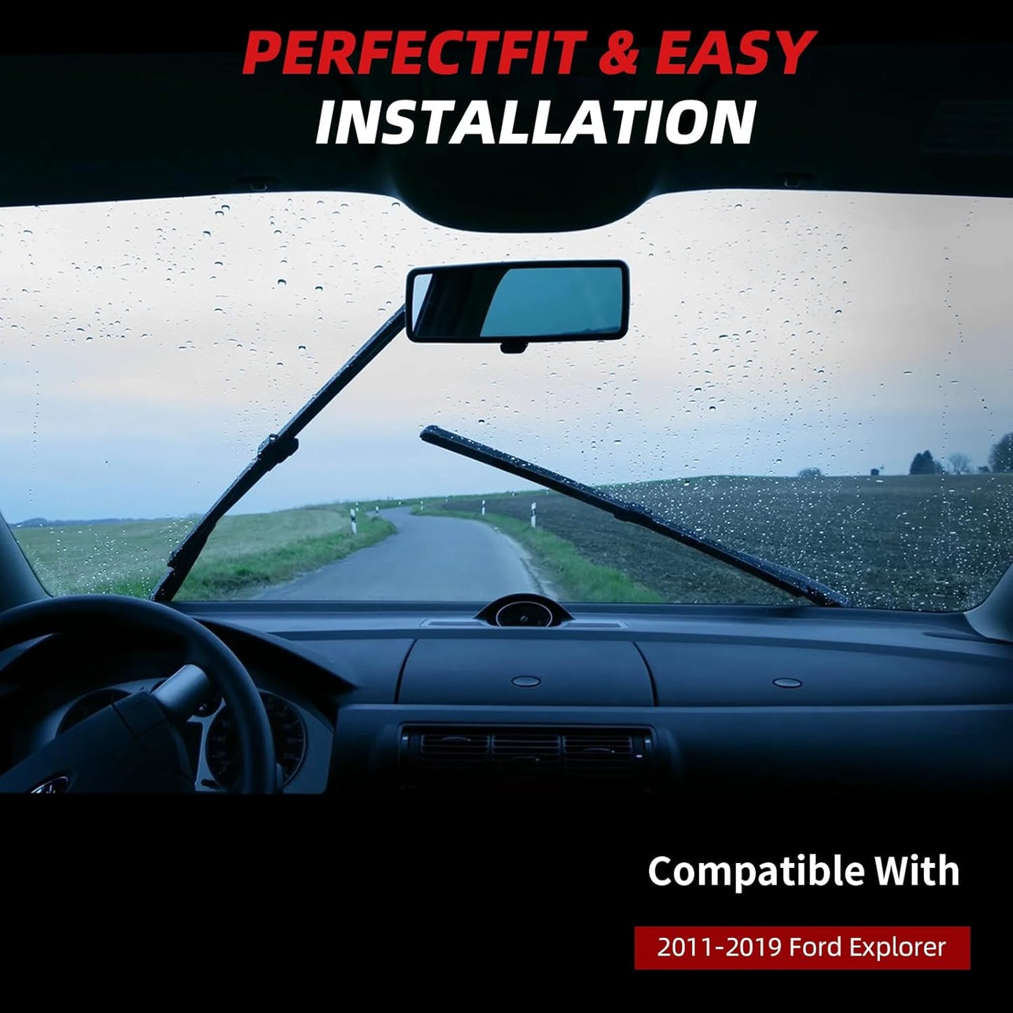 OTUAYAUTO Windshield Wiper Blades - Replacement for Ford Explorer 2011-2019 - Front and Rear Wiper Blades Set, Original Equipment Replacement, Pinch Tab - 26"+22"+11" (Set of 3)