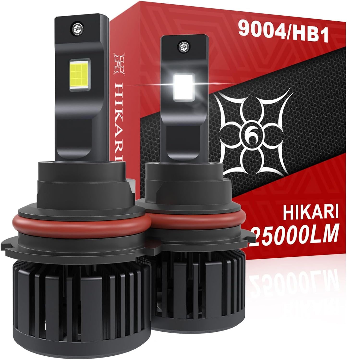 Hikari 2025 25000LM 9004 HB1 Dual Beam LED Bulbs, Fog Light, 45W Upgraded Core Chips, High Lumens LED Kit, 6000k Cool White, IP68 Waterproof, Fgolight