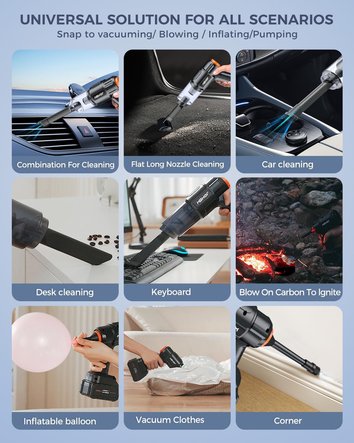 Car Vacuum Portable Cordless, 35000PA High Power Suction & Blower, Wireless Handheld Vacuum Cleaner for Car, Home, Office, Pet(Shiny Black)