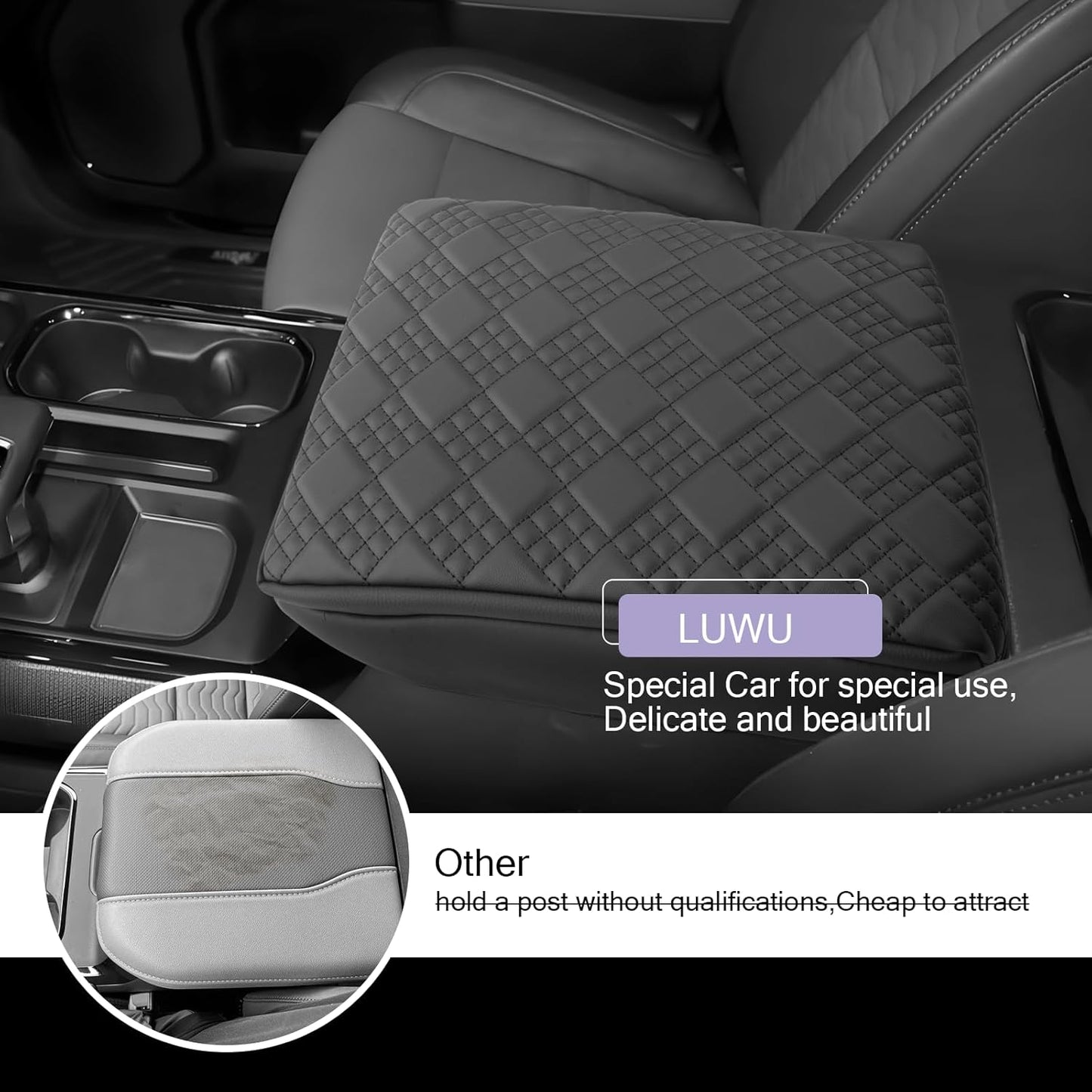 2025 2026 Silverado EV Center Console Cover Compatible with 2024 2025 2026 Silverado EV/GMC Sierra EV Accessories 2025 2026 Silverado EV/GMC Sierra EV Armrest Cover Armrest Console Cover(Thick Black)