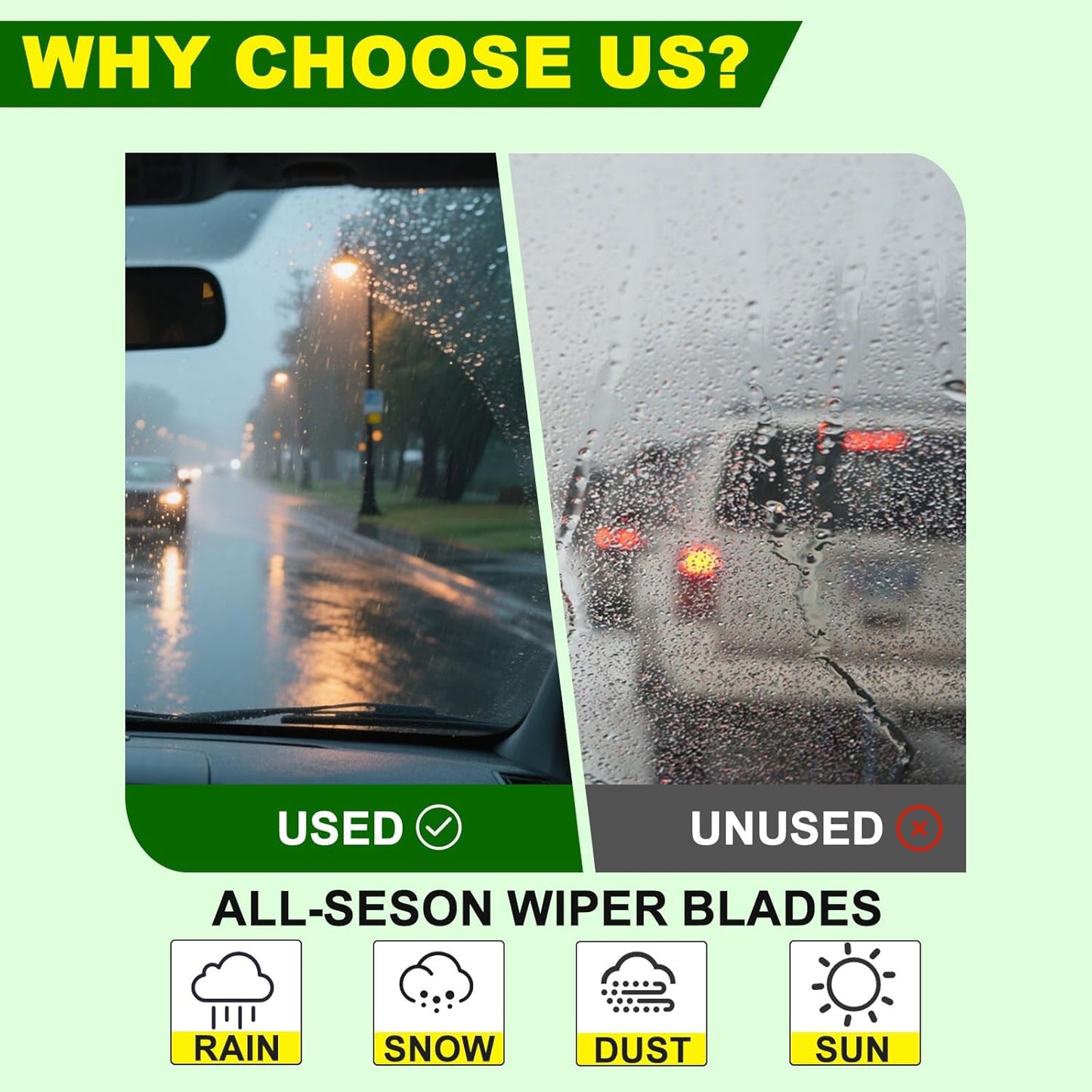 QUALITY 20in + 18in Premium All-Season Windshield Wiper Blades for Original Equipment Replacement(Set of 2)