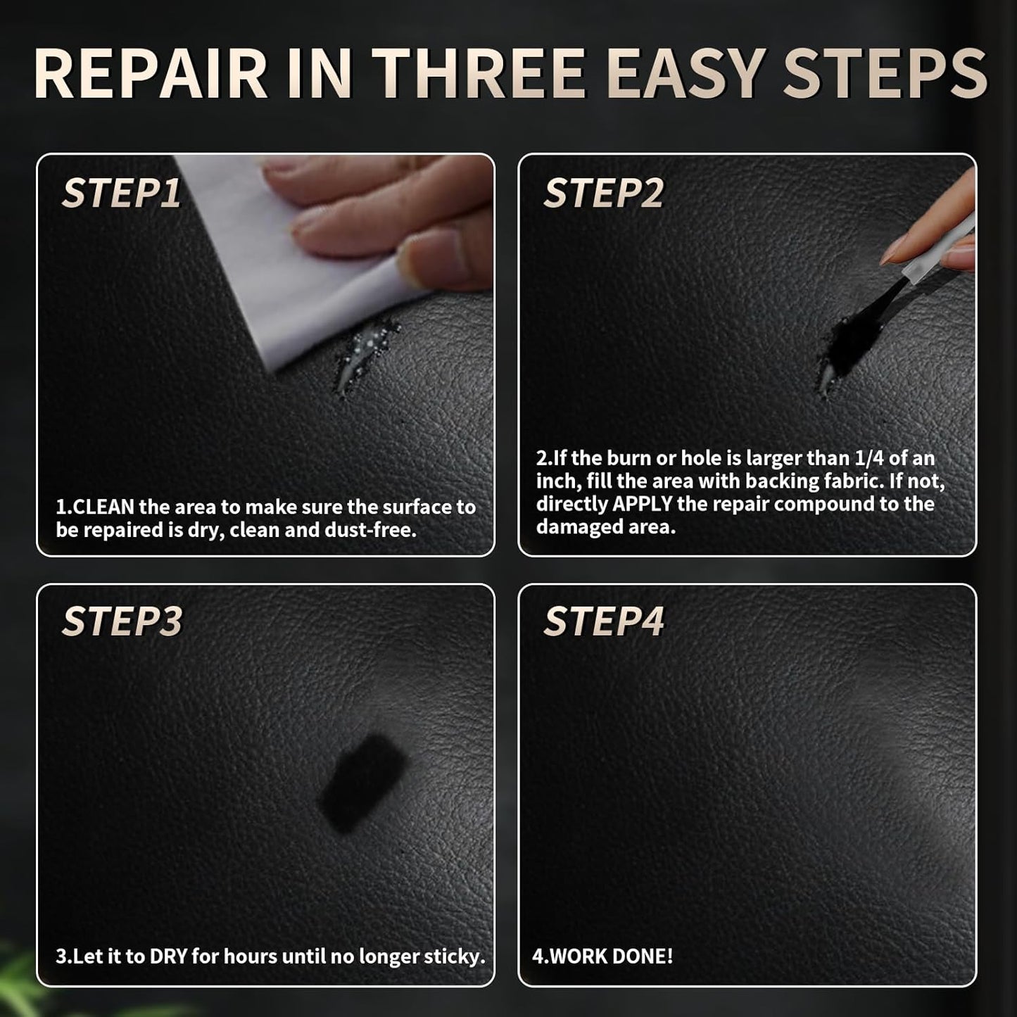 Advanced Leather Repair Gel, 2025 New Leather Repair Coloured Cream Gel, Upgrade Professional Leather Repair Kit for Car Seat Vinyl Repair Kit, Multifunctional Couch and Jacket Repair Kit (Black)