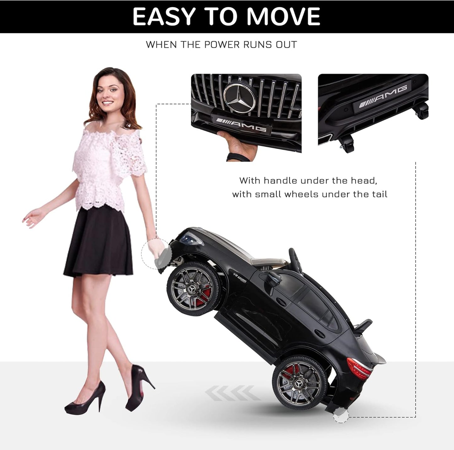 Aosom 12V Toddler Ride On Car with Remote Control, Mercedes Benz AMG GLC63S Coupe, Electric Car with 2 Speed, MP3 Player, Light, Horn, Songs, Suspension, Black