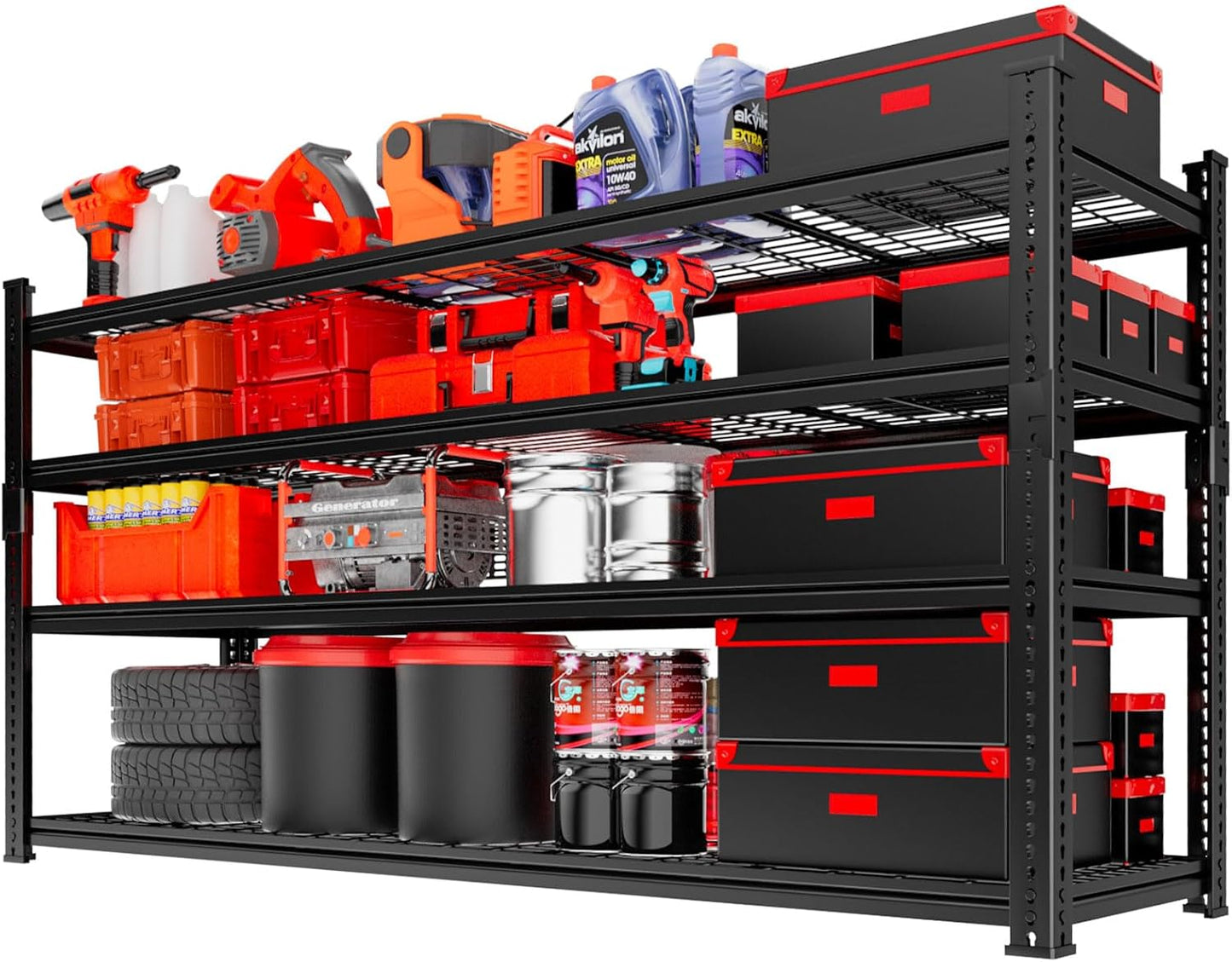 Storage Shelves, Garage Shelving Heavy Duty 2640LBS Capacity, 60"L x 24"W x 60"H Adjustable Metal Shelving Organizer Wire Rack, 4 Tier Utility Shelf Unit for Pantry Closet Warehouse Organization