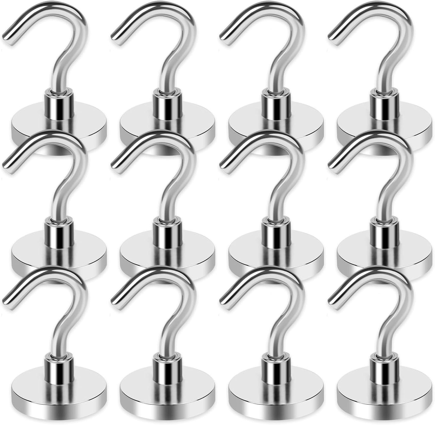 LOVIMAG Strong Magnetic Hooks, 40LBS Neodymium Magnets with Hooks Magnetic Hooks Cruise for Refrigerator, Powerful Magnet Hooks Magnetic Hanger for Hanging, Grill, Locker,Kitchen, Metal Door-12 Pack
