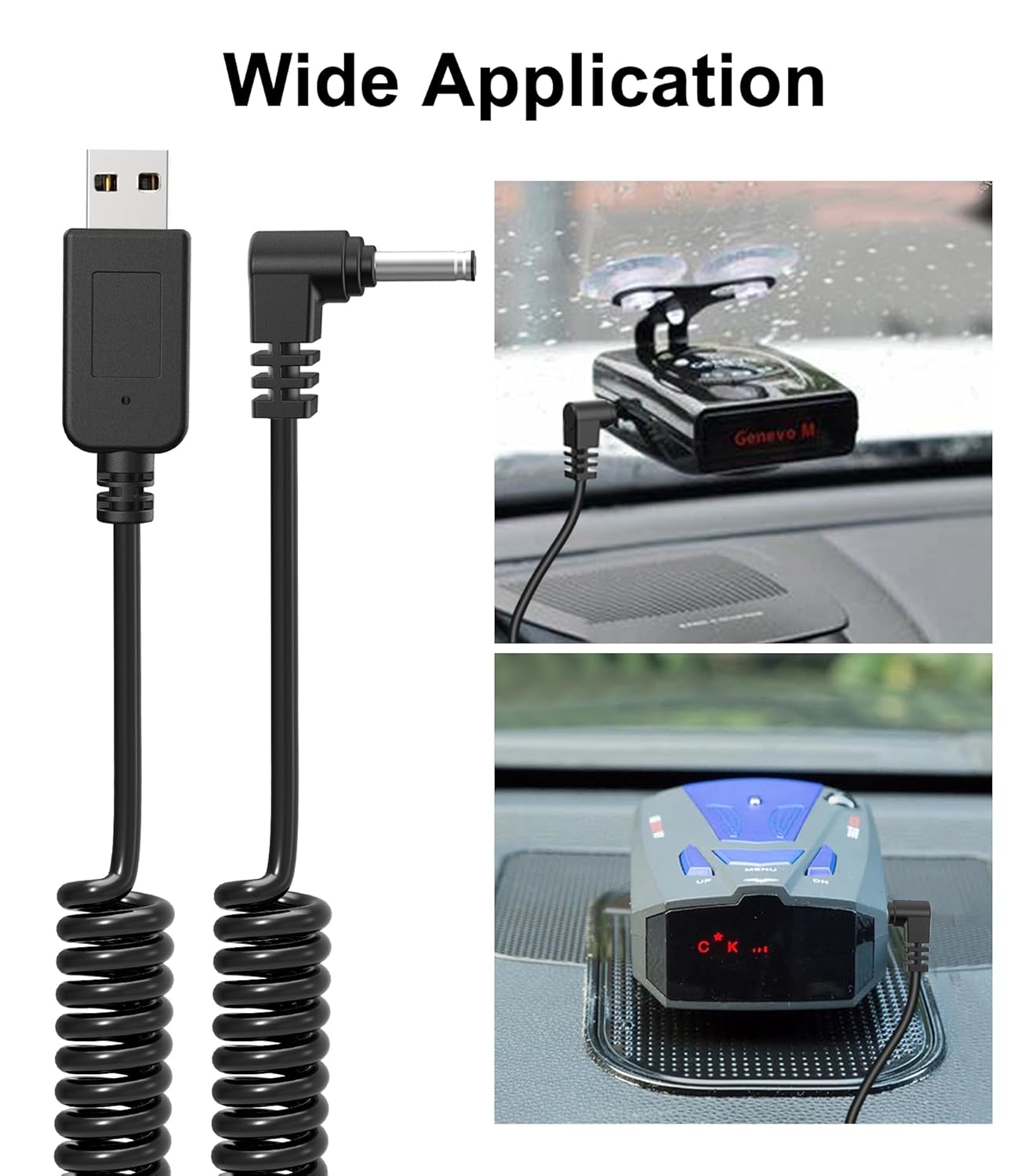 Radar Detector Cable with USB to DC3.5 Plug,Power Cable for Radar Detectors,USB 5V-12V Power Cable,for Cobr RAD 480i 350 380 DFR1 DFR3 DFR5 Whistler Radenso Pro M Radar Detector(DC3.5-6.56FT)