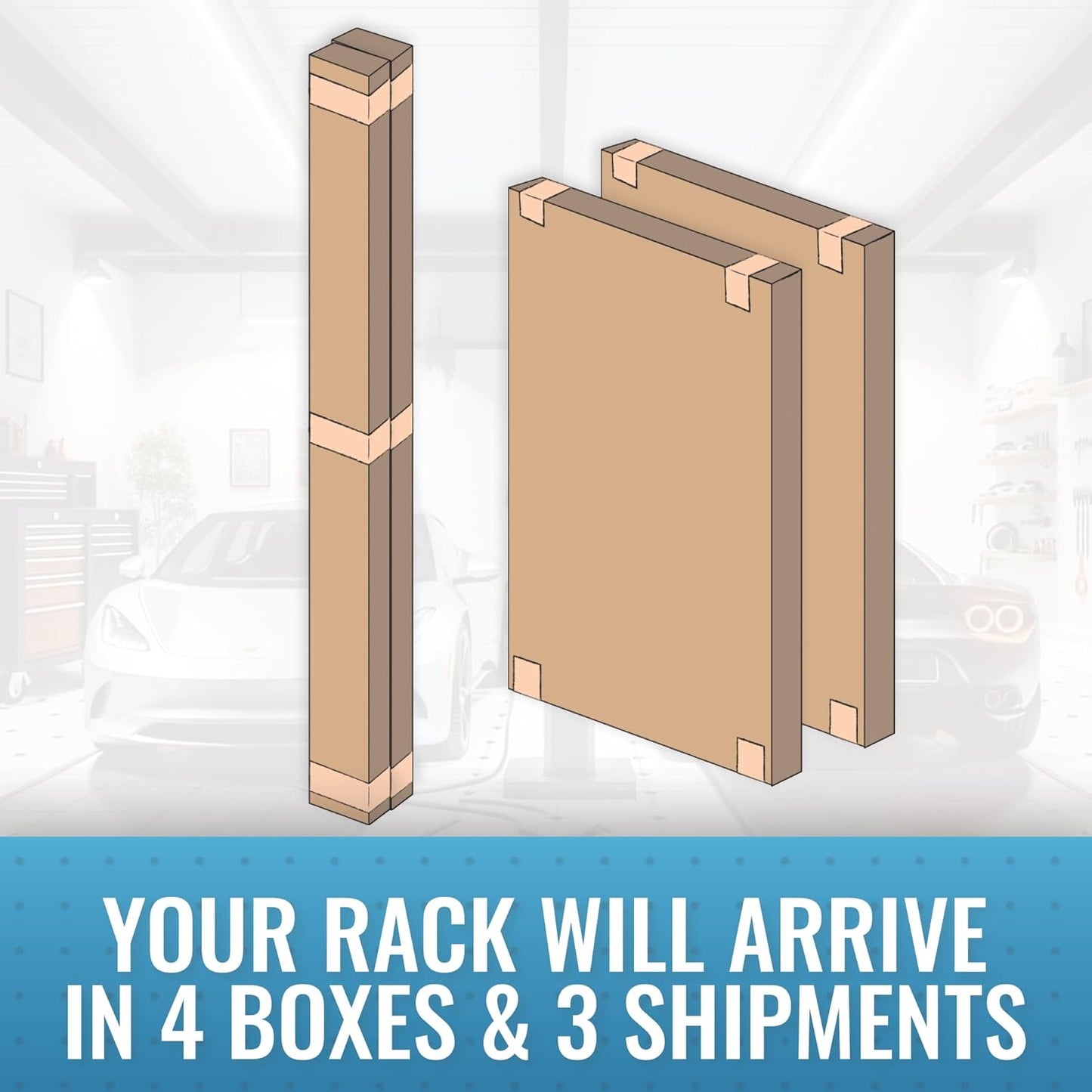 MonsterRax Overhead Garage Storage Racks 3x8’ (2-Pack) Ceiling Mounted Shelving, Adjustable Hanging Organizer, Heavy Duty Steel, Holds 500 Pounds, Color: White, Adjustable from 24"-45" off the Ceiling