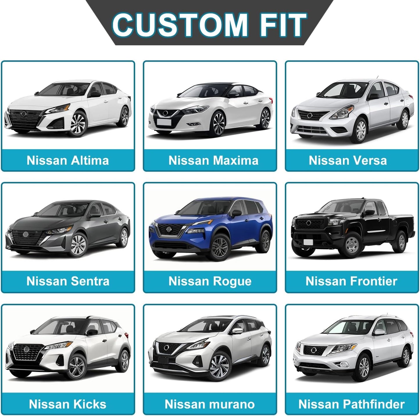 GIANT PANDA Front Seat Cover for Nissan, 3D Air Mesh Car Seat Covers Custom Fit Nissan Rogue Altima Sentra Versa Kicks Frontier Murano Pathfinder Maxima (Blue) 2-Pack