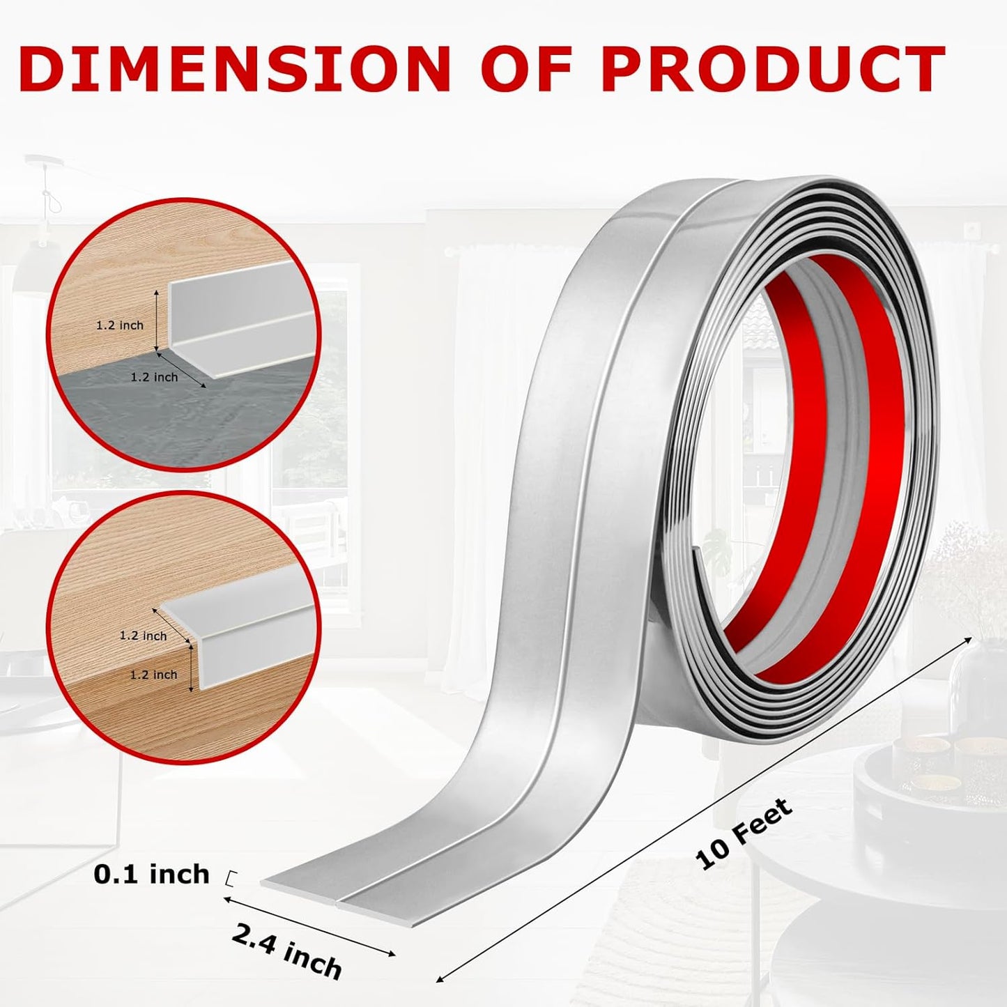 Flexible Wall Corner Protector Moulding Trim Peel and Stick Wall Corner Guards Edge Protector Self Adhesive Wall Molding Trim Strip for Wall Edge Corner Ceiling (Silver, 2.4 in x 10 Ft)