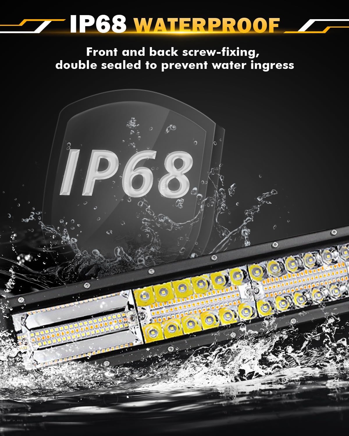 Auxbeam 42 Inch Curved LED Light Bar, 240W 6 Modes Amber White Strobe Fog Lights, Yellow Spot Flood Memory Reset Function Offroad Driving Work Ditch Light for Truck Car ATV