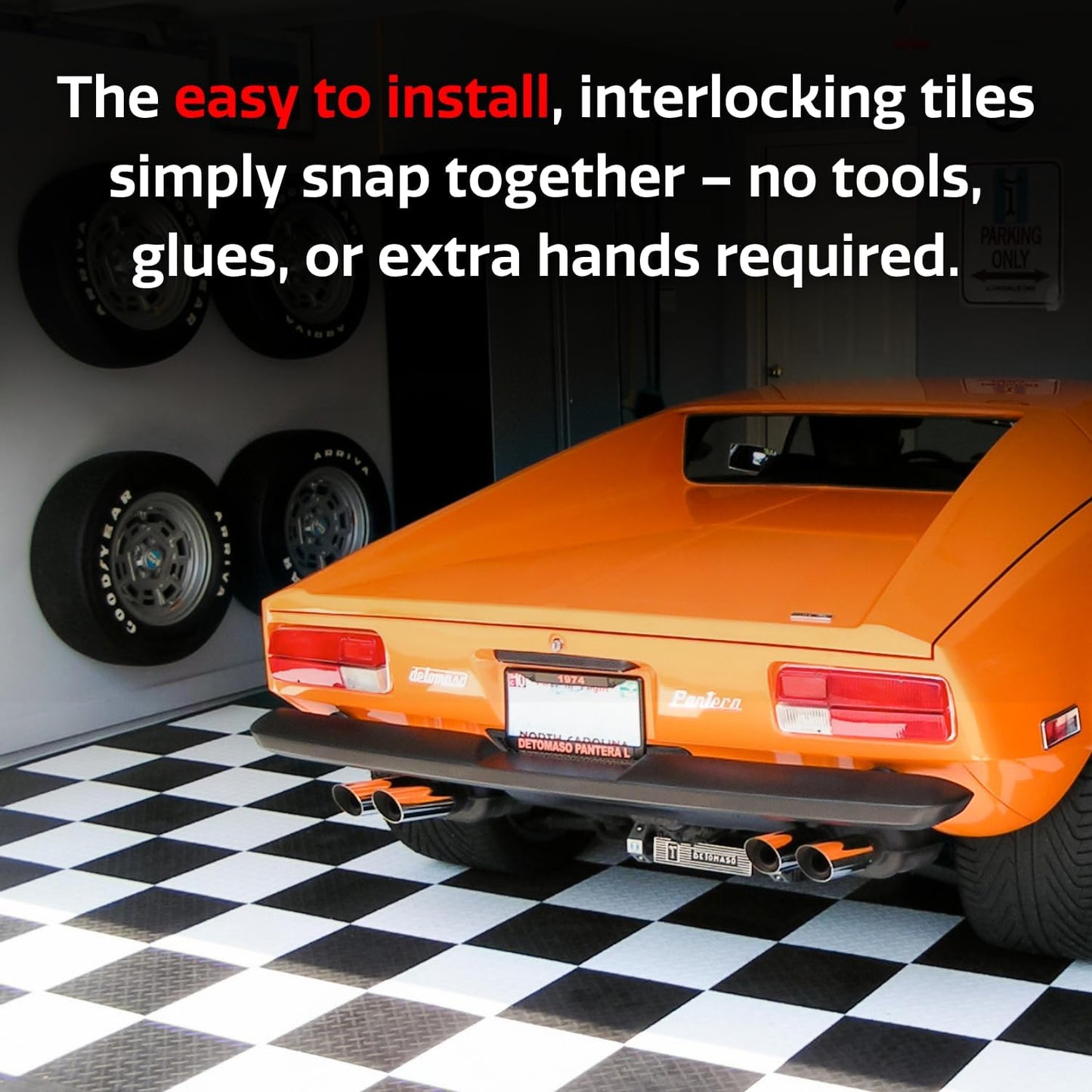 Big Floors RaceDeck Diamond Plate Design, Durable Interlocking Modular Garage Flooring Tile (Graphite, 24 Pack of 12 x 12" Tiles)