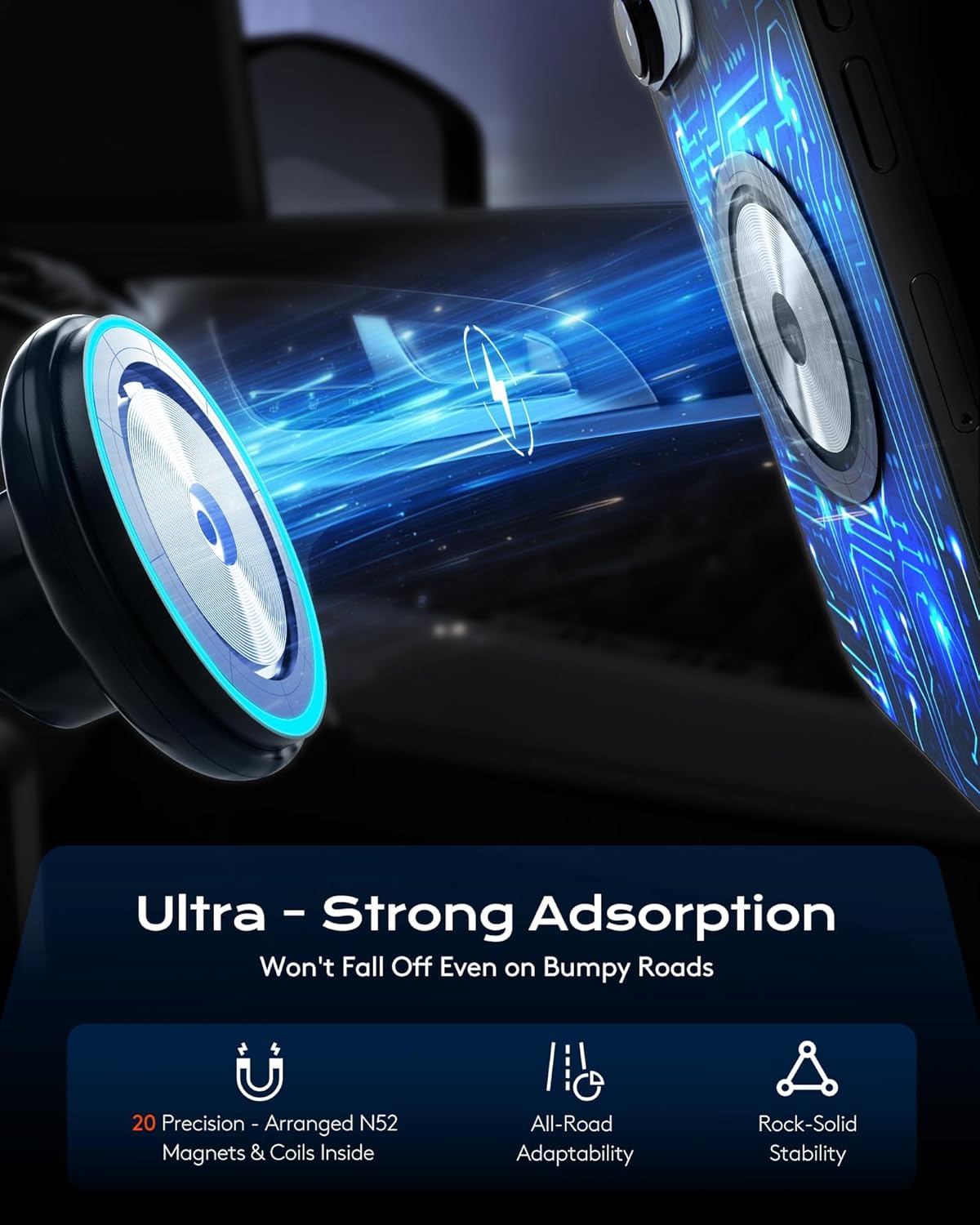 Magnetic Cup Phone Holder Car Wireless Charger for MagSafe, 15W Fast Charging Car Mount Stand for iPhone 16 Pro Max/15/14/13/12, Cupholder Expander, LED Light Ring, Strong N52 Magnets