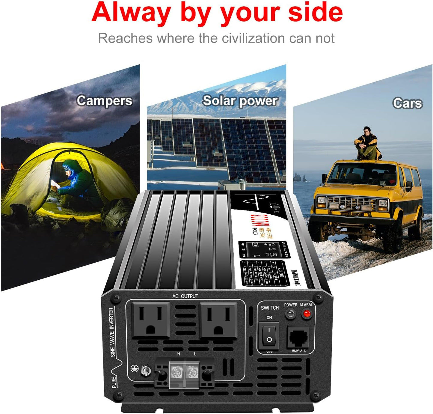 Xijia 2000W Pure Sine Wave Inverter DC 36v Inverter to 120v ac 60HZ Solar Converter for Home Use car (DC36V (Range 30V-45V) 2000W)