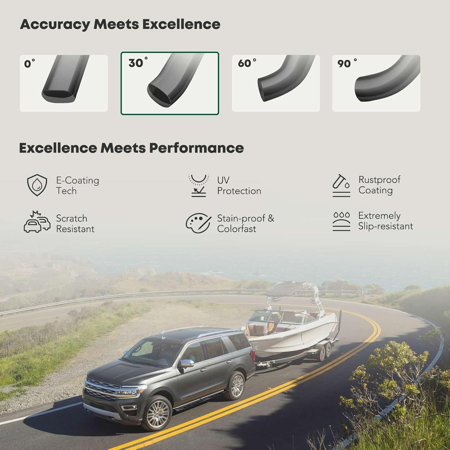 YHTAUTO 5 Inch Running Boards Side Steps Fit Chevy Silverado & GMC Sierra 1500/2500 HD/3500 HD 2019-2024, Extended Cab, Oval Bent Ends Carbon Steel Black Powder, Cab Length Truck Cab Side Step Rails