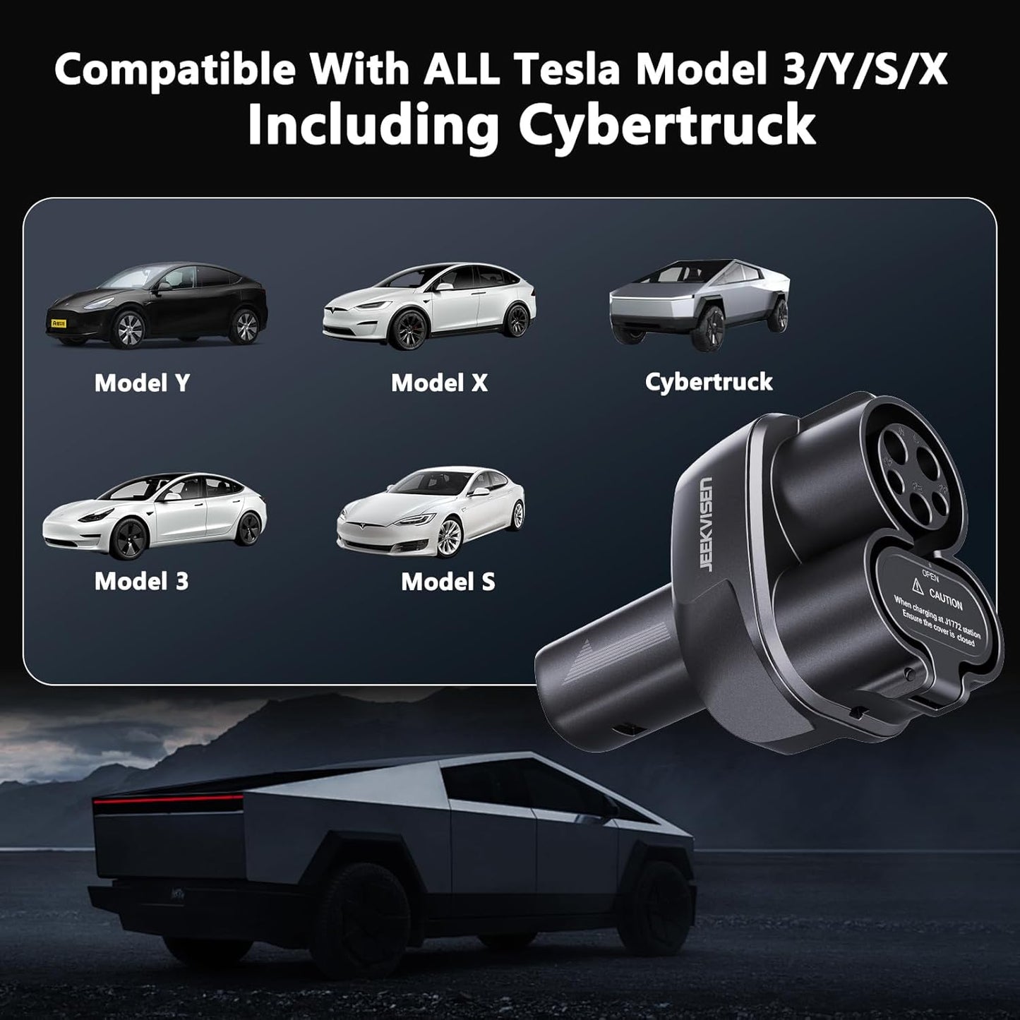 2025 Upgraded Cybertruck 2 in1 CCS & J1772 to Tesla (NACS) Adapter,250KW Fast Charging for Tesla Model 3/Y/S/X/Cybertruck, Compatible with CCS1 DC & J1772 AC Stations, Supports Level 1/2/3 Chargers