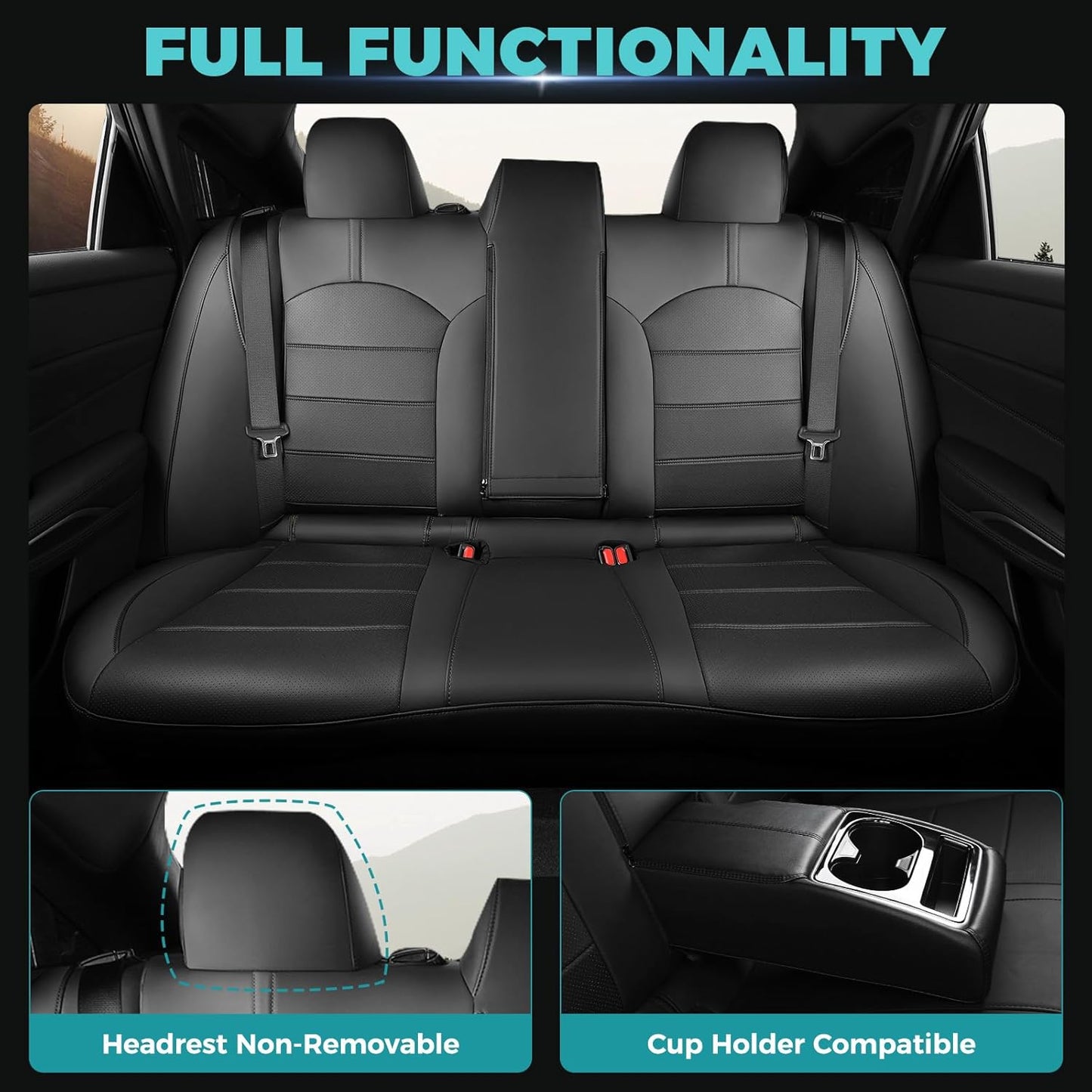 for Toyota Camry Seat Covers LE SE SE Nightshade 2018 2019 2020 2021 2022 2023 2024 - Waterproof Luxury Leather Seat Covers for Cars, Custom Fit Car Seat Covers Full Set, Black Not for Hybrid