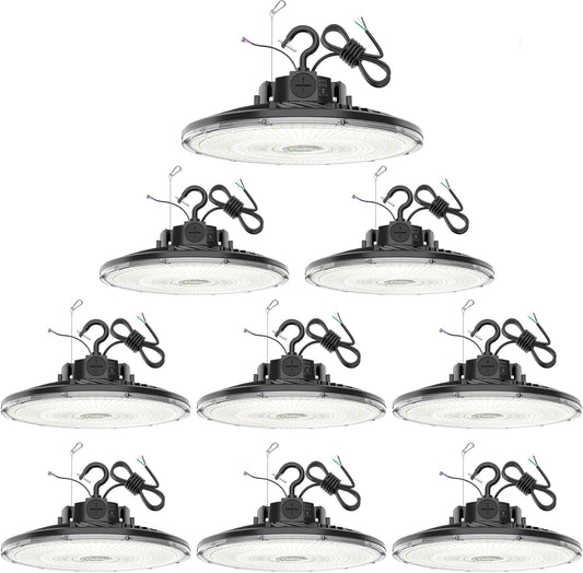 9 Pack 480V LED High Bay Light UL DLC Listed UFO Light 240W 200W 150W Adjustable, Dimmable High Bay LED Shop Lights 5000K Daylight, IP65 Commercial Bay Lighting for Warehouse Factory