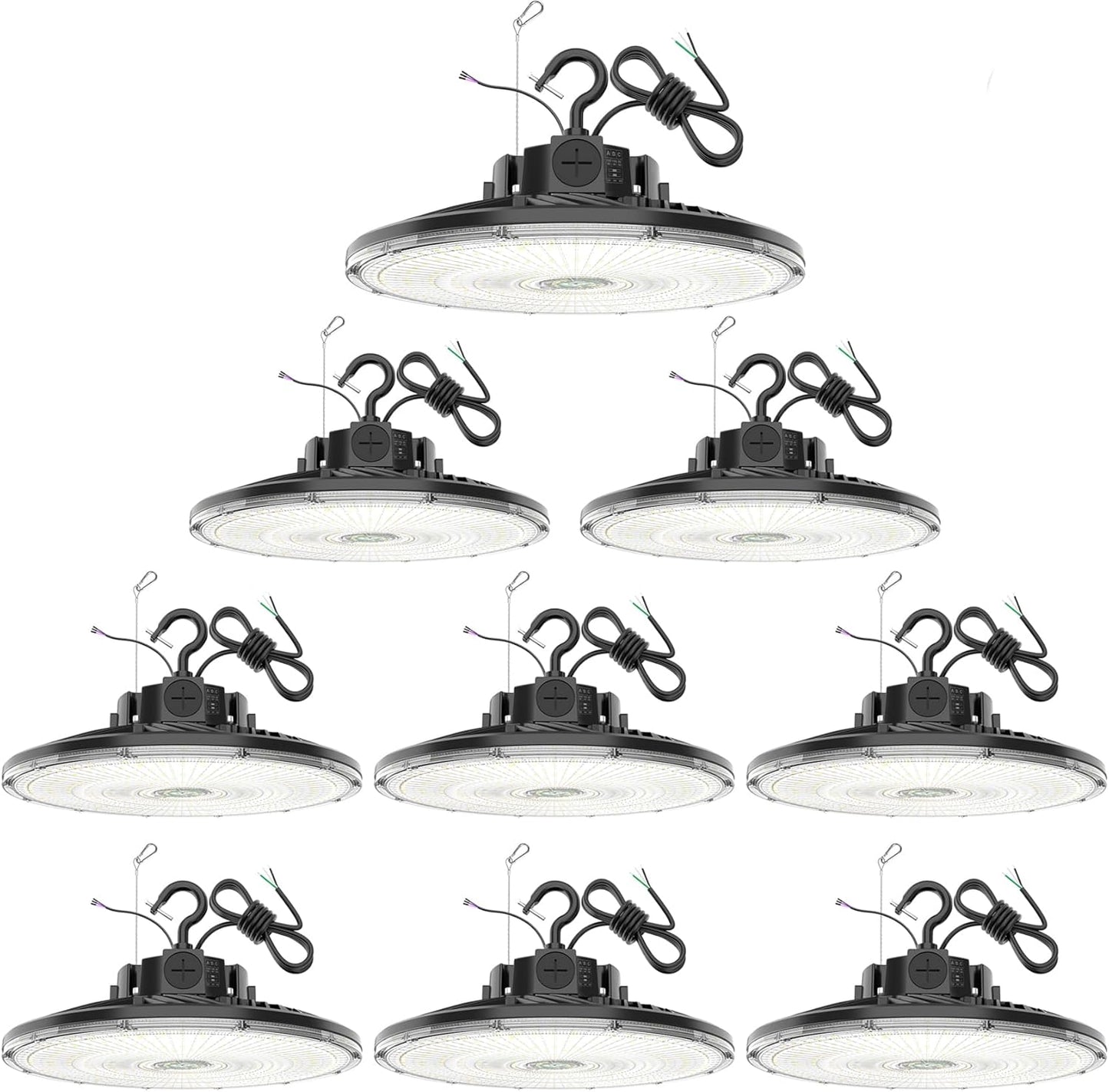 9 Pack 480V LED High Bay Light UL DLC Listed UFO Light 300W 240W 200W Adjustable, Dimmable High Bay LED Shop Lights 5000K Daylight, IP65 Commercial Bay Lighting for Warehouse Factory