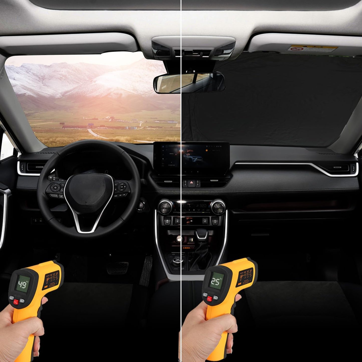 ROCCS Windshield Sun Shade fit for Toyota 4Runner 2010-2023 2024 2025,Foldable Front Window Sunshade Sun Visor Protector Blocks UV Rays Keep Your Car Cooler