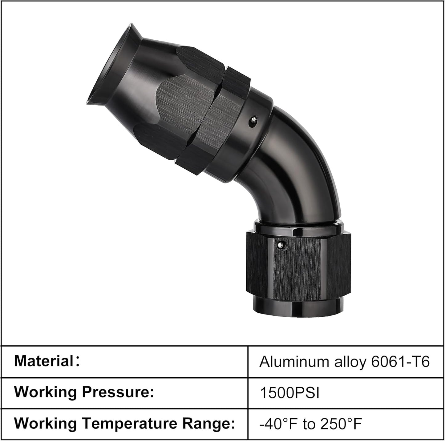 EVIL ENERGY 8AN 60 Degree PTFE One Piece Full Flow End Hose Fitting Aluminum Black