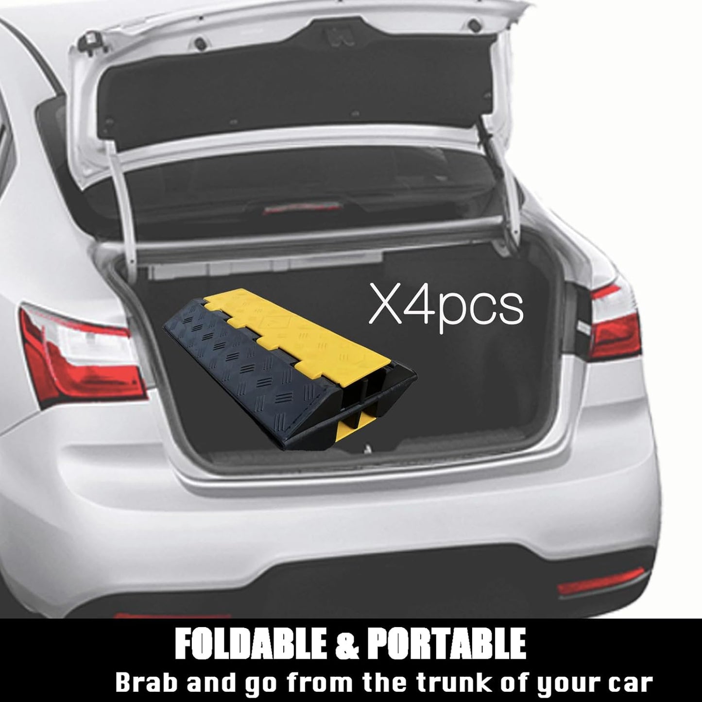 Foldable 2 Channel Rubber Cable Protector, 22000Lbs Load Capacity Wire Hose Pipe Hider Protective Ramp, Driveway Traffic Speed Bump for Asphalt Concrete Gravel Driveway Indoor Outdoor (1PACK)