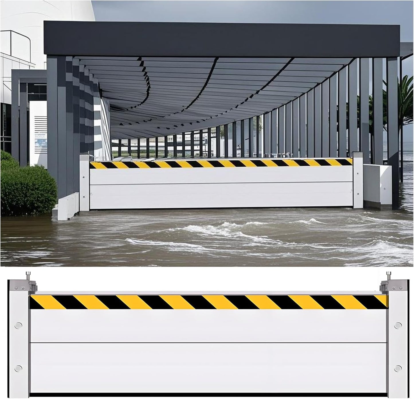 Flood Barriers for Home Exterior - Aluminum Alloy Outdoor Easy Flood Barrier Garage Doors Water Barriers for Flooding,H23.6 Inch/L10FT