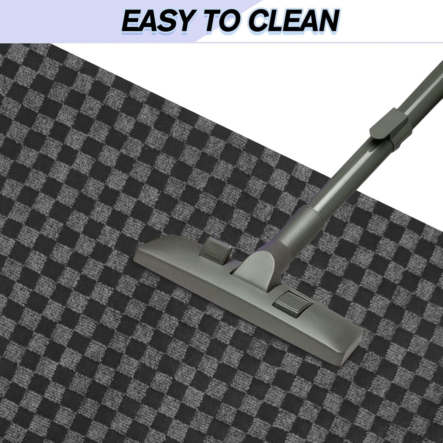 Custom Size Backed Non-Slip Area Rugs Runner, Easy Clean, Waterproof Runner Rugs for Hallway Entryway, Kitchen, Laundry, 2FT x 40FT, Gray Checkered