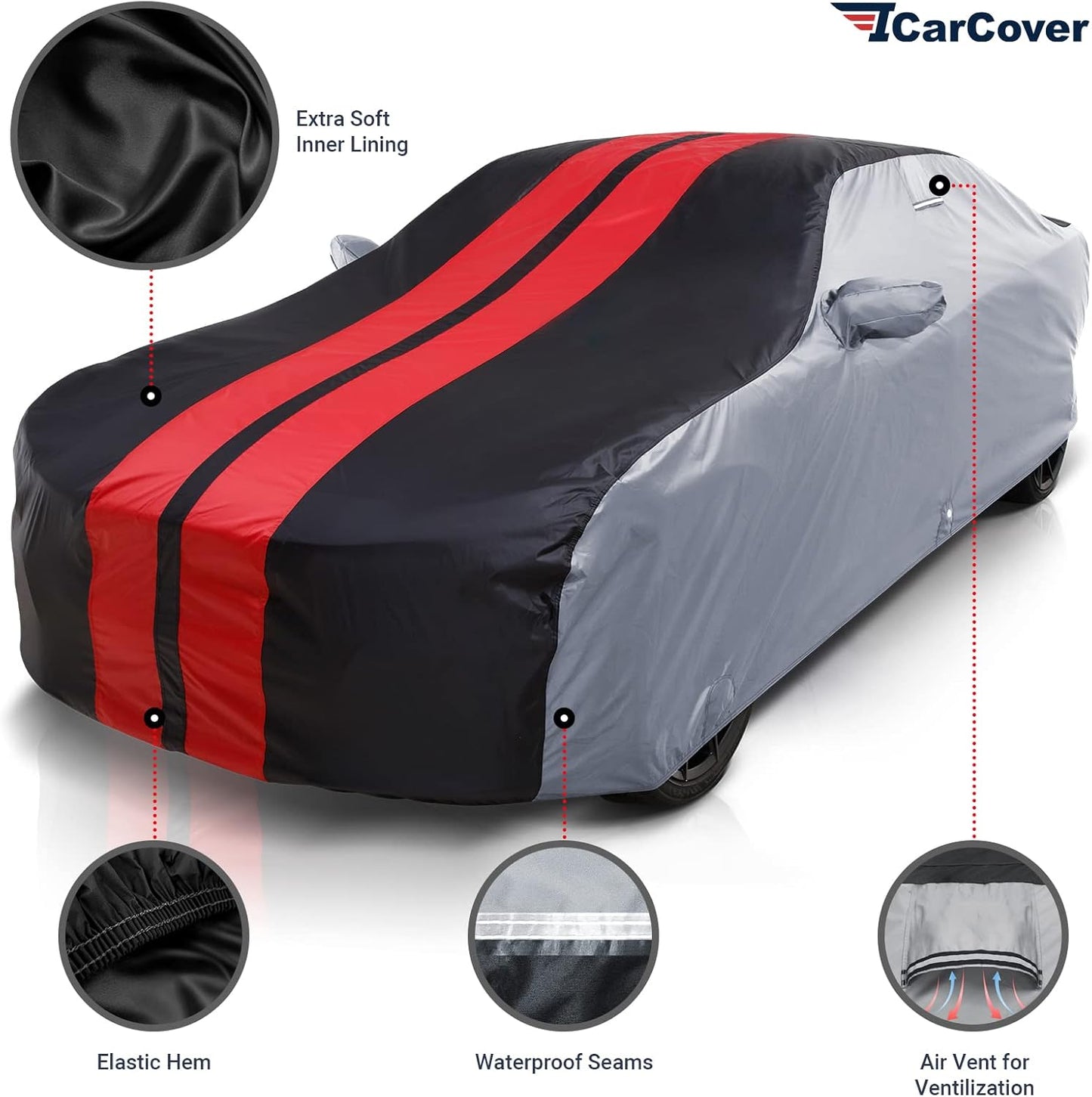 iCarCover Custom Car Cover Compatible with Camaro 1982-1992, Waterproof All Weather Rain Snow UV Sun Protector Full Exterior Indoor Outdoor Car Covers, Tribe (Gray/Black)
