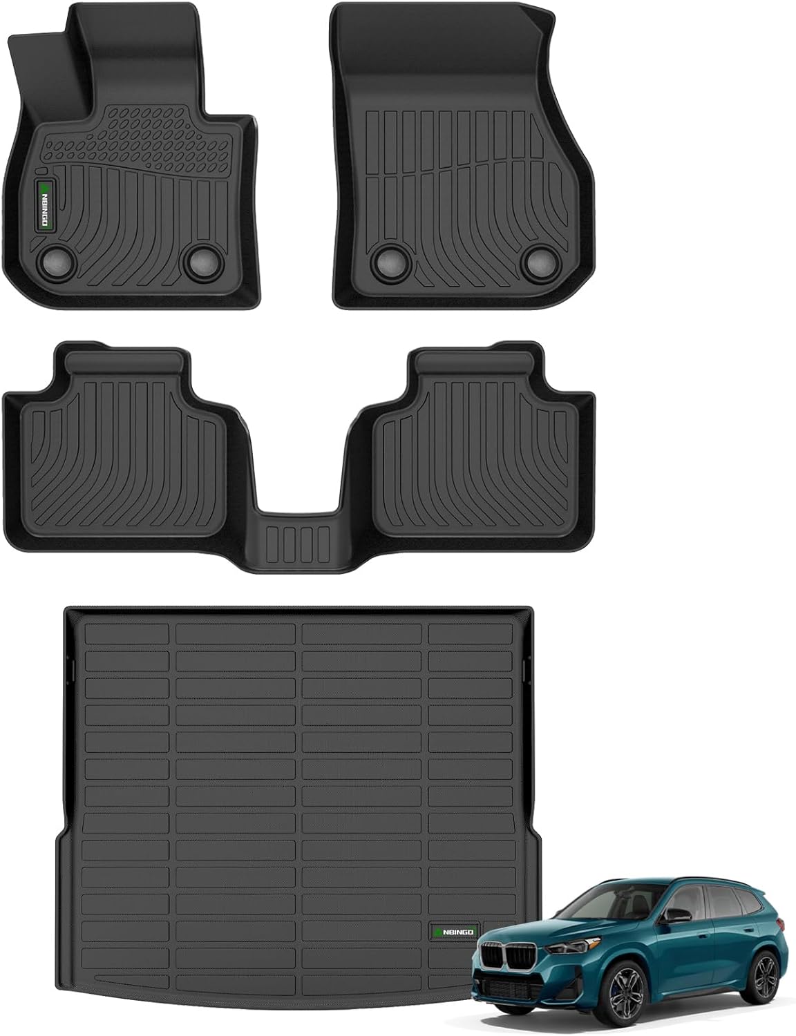 ANBINGO-Floor Mats & Cargo Liner Custom for BMW X1 2025 2024 2023 Full Set Car Floor Liners Fits BMW X1 All Weather Mats for X1 Accessories-Black