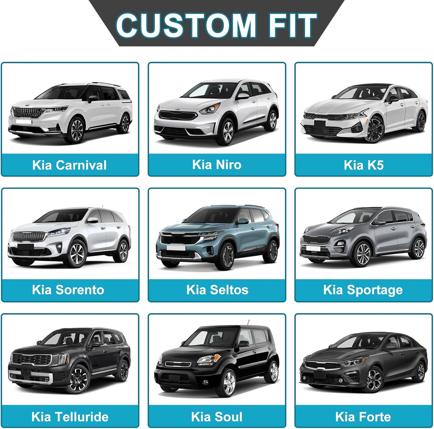 GIANT PANDA Fit Kia Sportage Forte Telluride Sorento Seltos Soul K5 NIRO Carnival Front Car Seat Cover, 3D Air Mesh Breathable Seat Protector, Black(2-Pack)