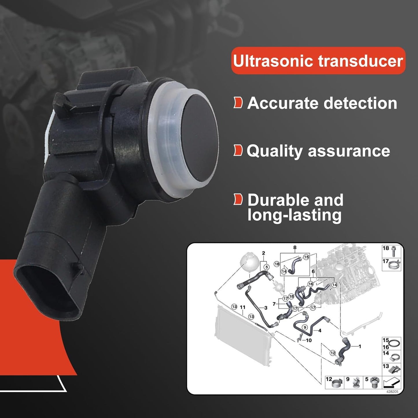 4 PCS Car PDC Parking Sensor Bumper Parking Sensor for BMW 2011-2021 M2 M3 M4 118i120i 125i 320i 325i 328i 335i 420i 428i 435i 3 4 GT F30 F20 F32 Replace# OEM 66209261582 66202220666 66209261587