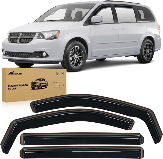 Nilight in Channel Rain Guards for Grand Caravan 2008-2023, Chrysler Town Country 2008 2009 2010 2011 2012 2013 2014 2015 2016, Volkswagen Routan 2009-2012 Window Deflectors, Vent Window Visors-4PCS